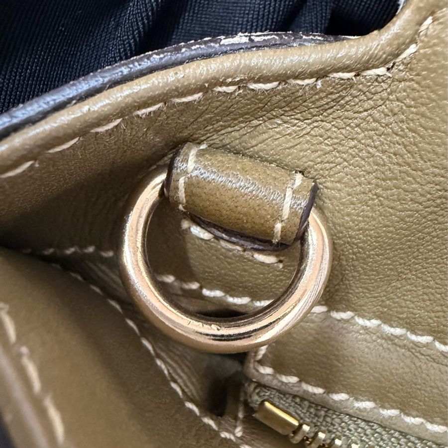 Ferragamo 防潑水帆布橄欖綠牛皮手提斜背包 肩背包 側背包 醫生包 兩用包-27