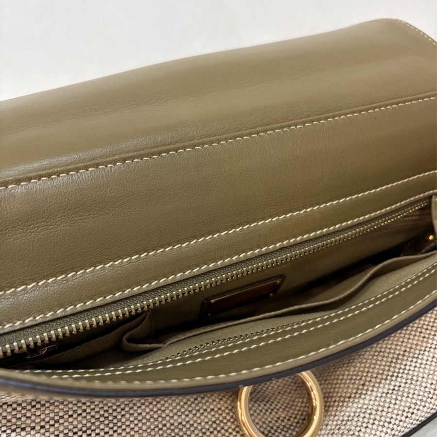 Ferragamo 防潑水帆布橄欖綠牛皮手提斜背包 肩背包 側背包 醫生包 兩用包-28