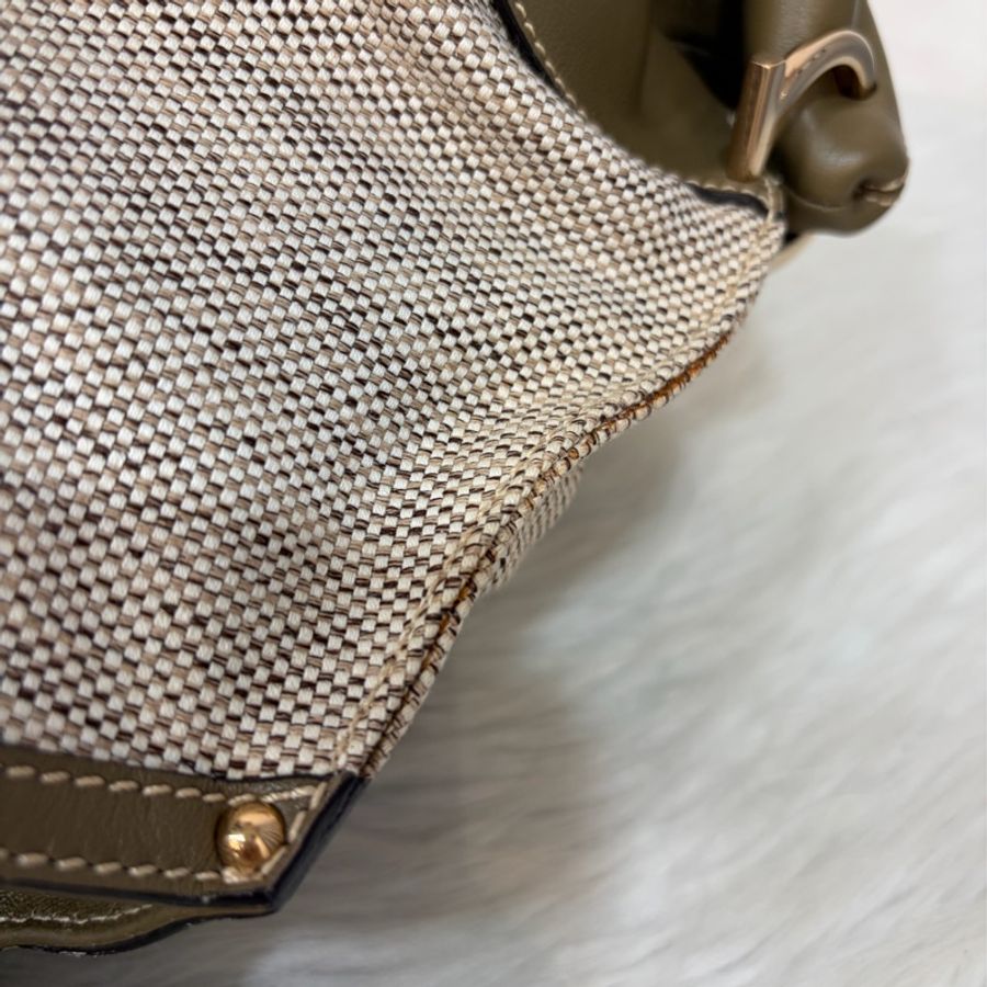 Ferragamo 防潑水帆布橄欖綠牛皮手提斜背包 肩背包 側背包 醫生包 兩用包-30