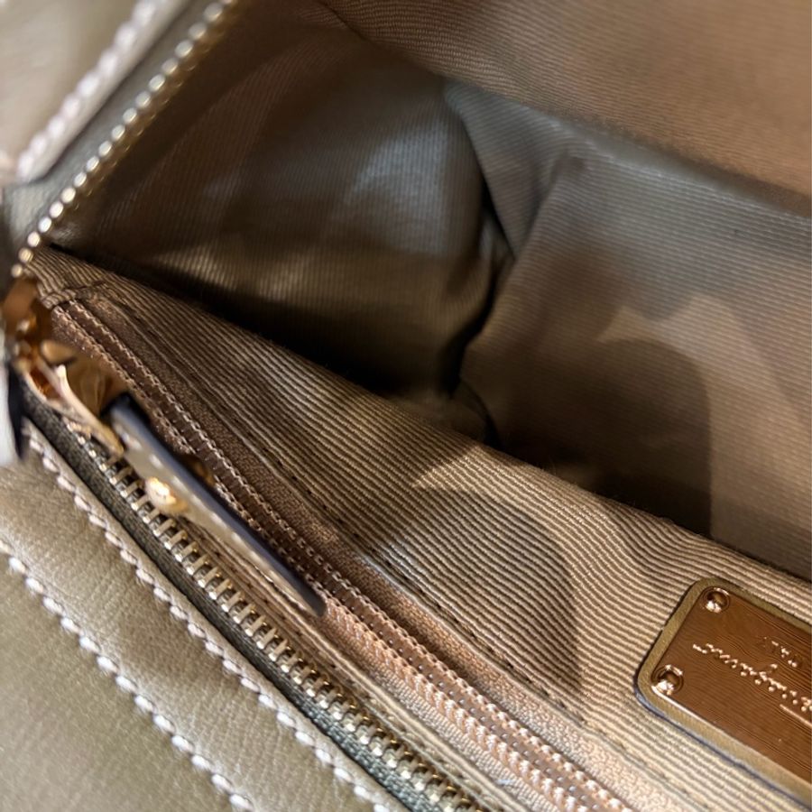 Ferragamo 防潑水帆布橄欖綠牛皮手提斜背包 肩背包 側背包 醫生包 兩用包-36