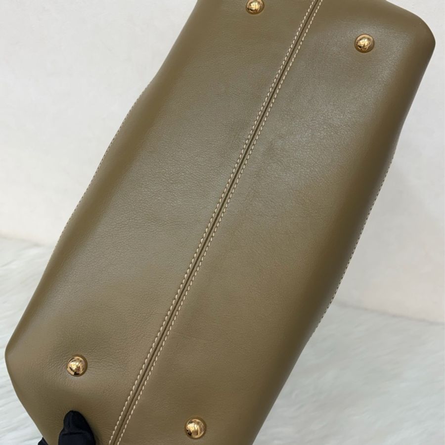 Ferragamo 防潑水帆布橄欖綠牛皮手提斜背包 肩背包 側背包 醫生包 兩用包-50