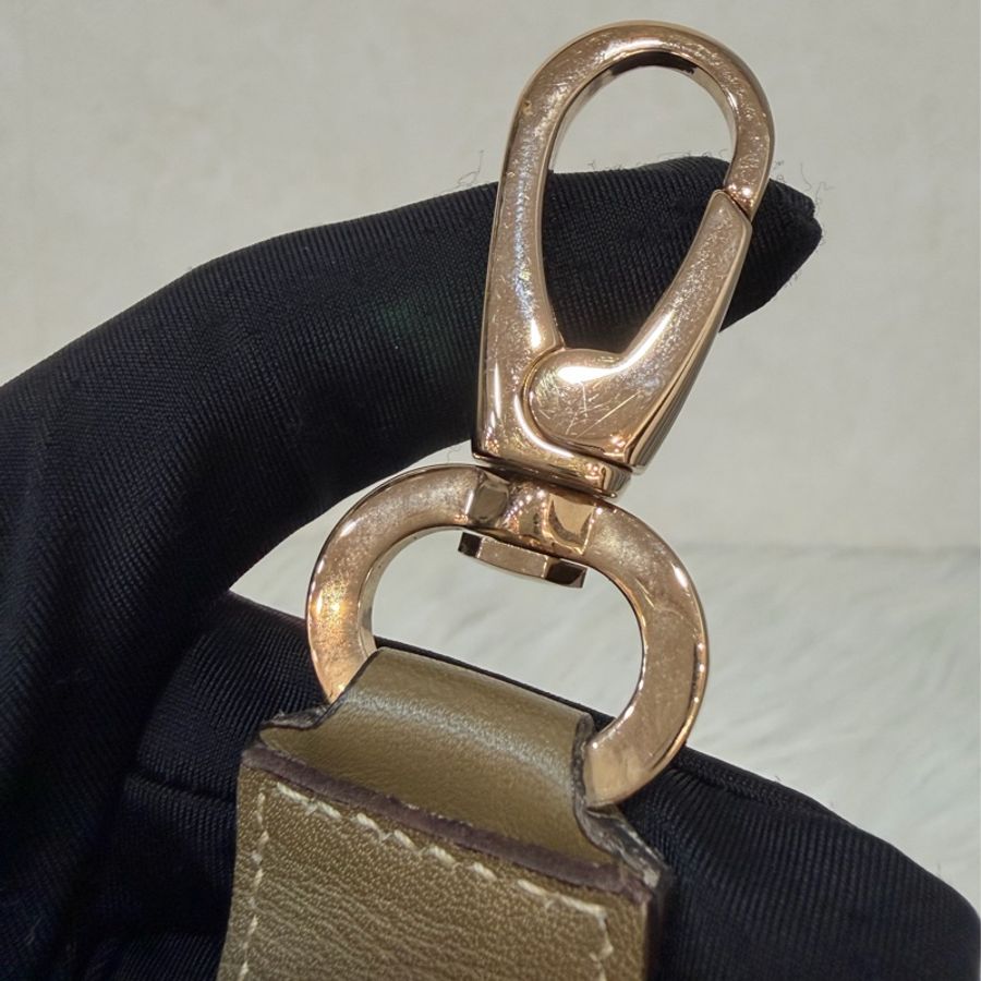 Ferragamo 防潑水帆布橄欖綠牛皮手提斜背包 肩背包 側背包 醫生包 兩用包-61