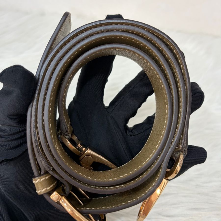 Ferragamo 防潑水帆布橄欖綠牛皮手提斜背包 肩背包 側背包 醫生包 兩用包-64