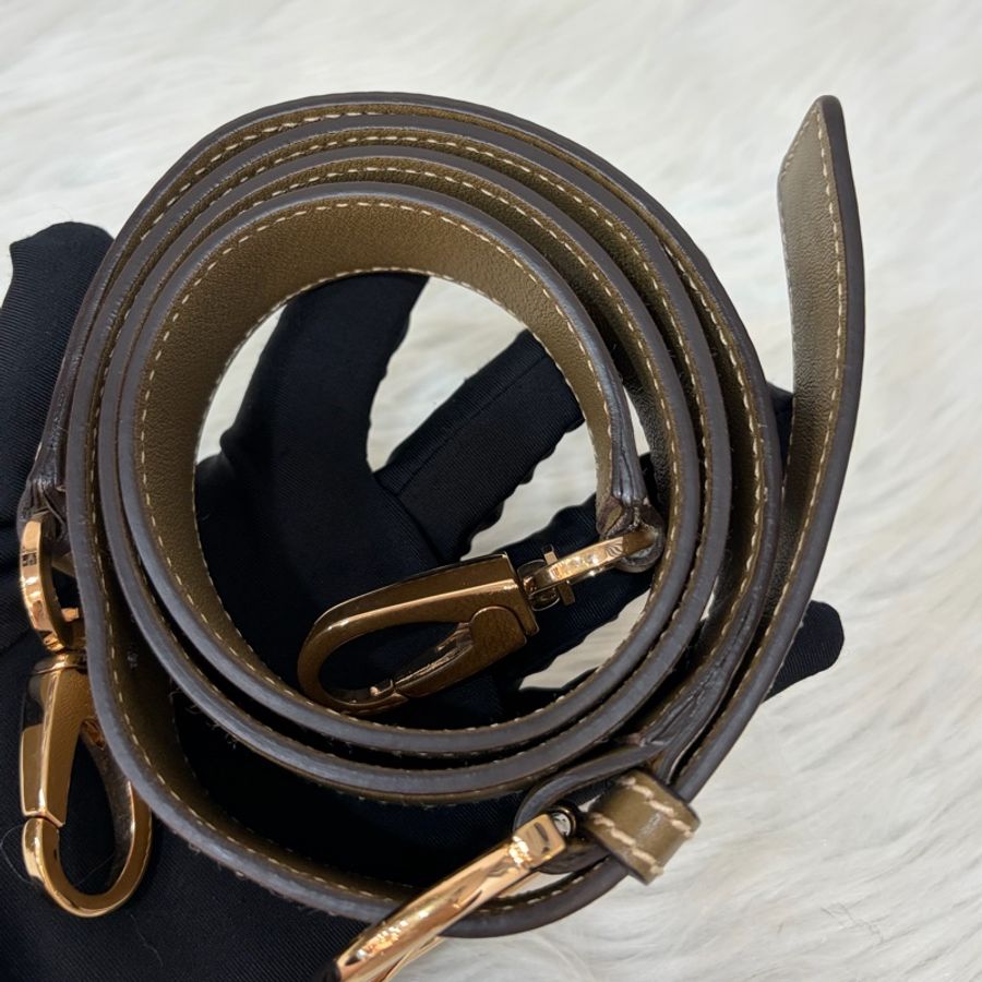 Ferragamo 防潑水帆布橄欖綠牛皮手提斜背包 肩背包 側背包 醫生包 兩用包-65