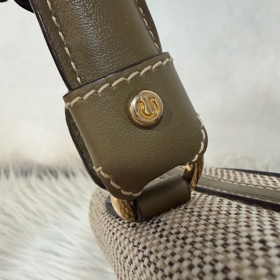 Ferragamo 防潑水帆布橄欖綠牛皮手提斜背包 肩背包 側背包 醫生包 兩用包-74