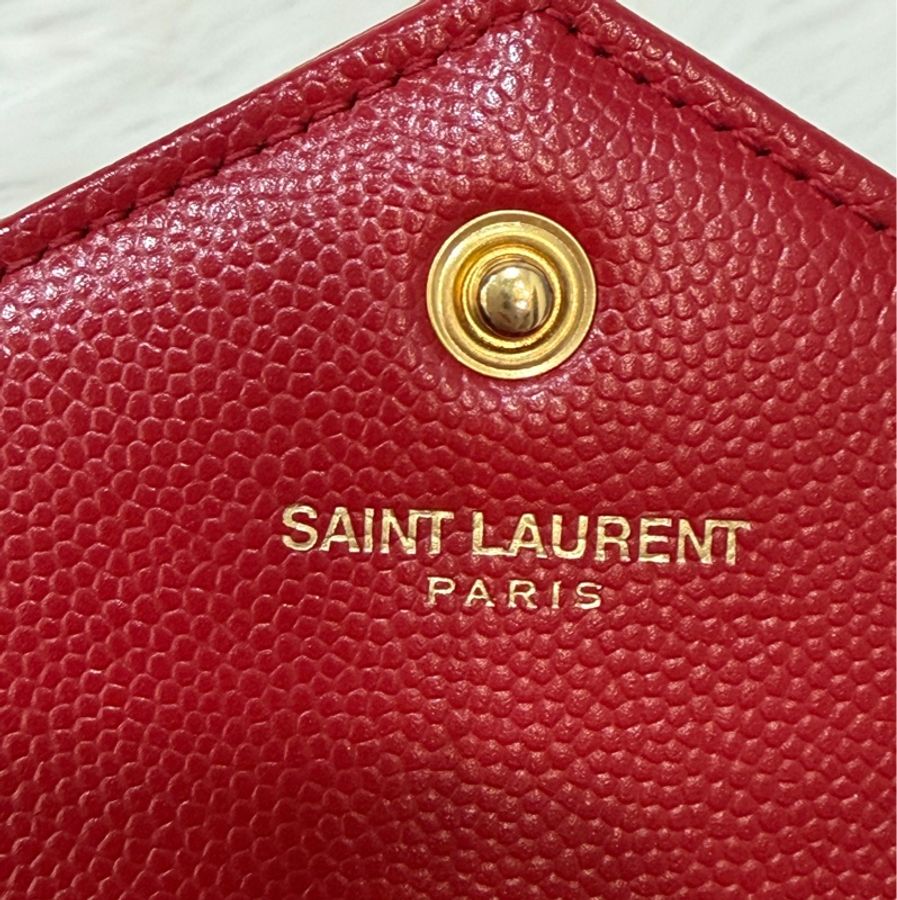 YSL 377828 WOC 紅色荔紋皮革金鍊斜背包 斜挎包 鍊子長夾 手拿包 肩背包-21