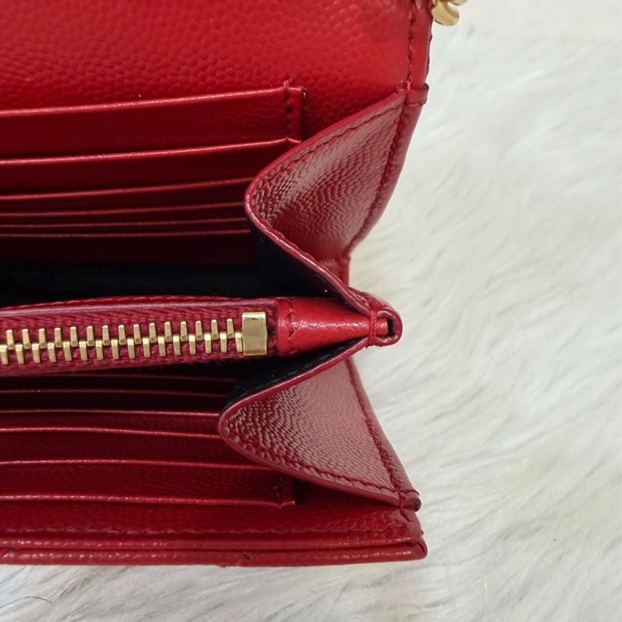 YSL 377828 WOC 紅色荔紋皮革金鍊斜背包 斜挎包 鍊子長夾 手拿包 肩背包-36