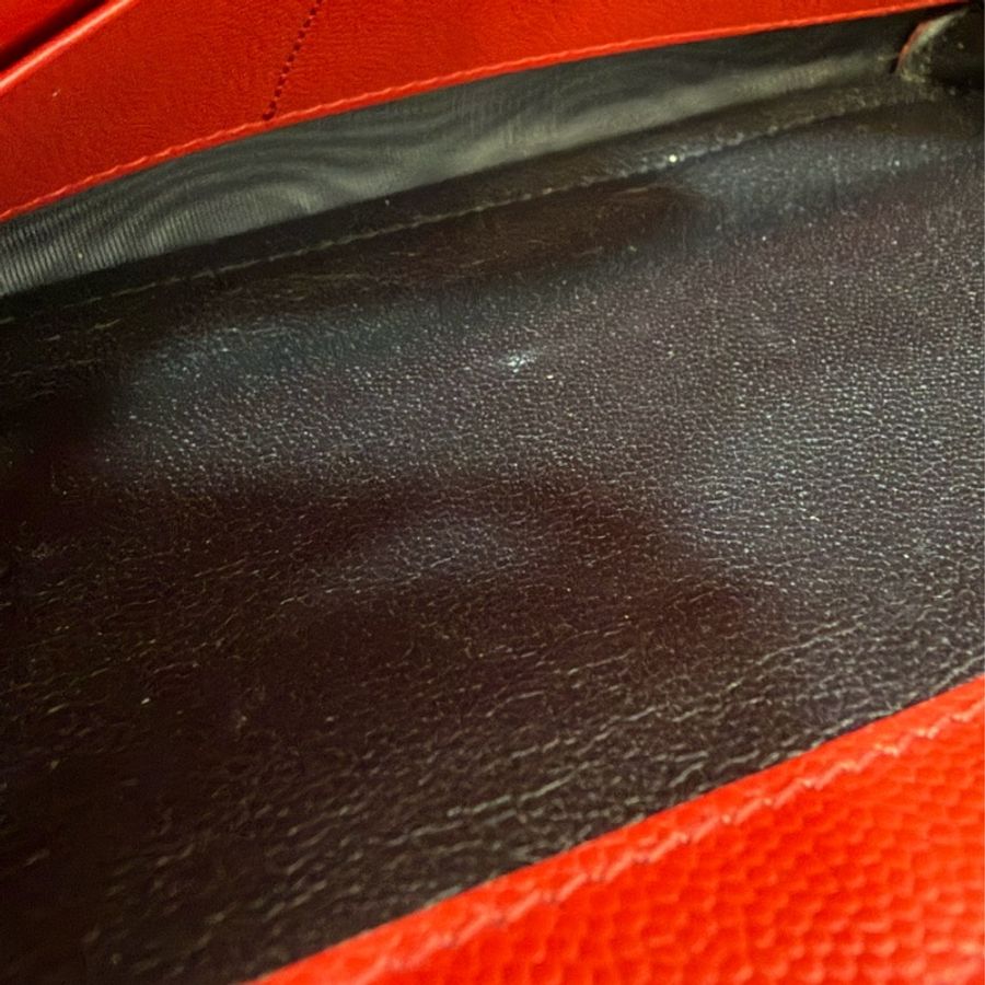 YSL 377828 WOC 紅色荔紋皮革金鍊斜背包 斜挎包 鍊子長夾 手拿包 肩背包-43