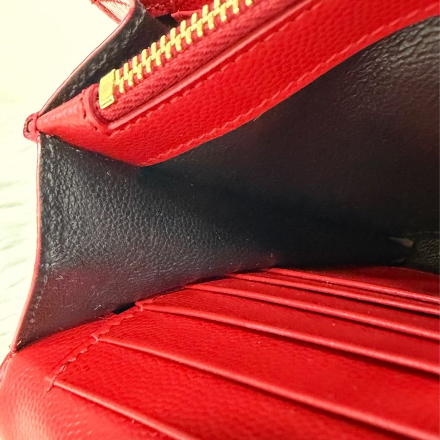 YSL 377828 WOC 紅色荔紋皮革金鍊斜背包 斜挎包 鍊子長夾 手拿包 肩背包-48