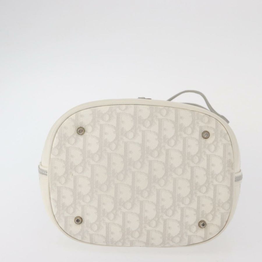 【日本直送】Christian Dior Trotter Romantic Chain Shoulder Bag PVC White Silver Auth 151343V-4