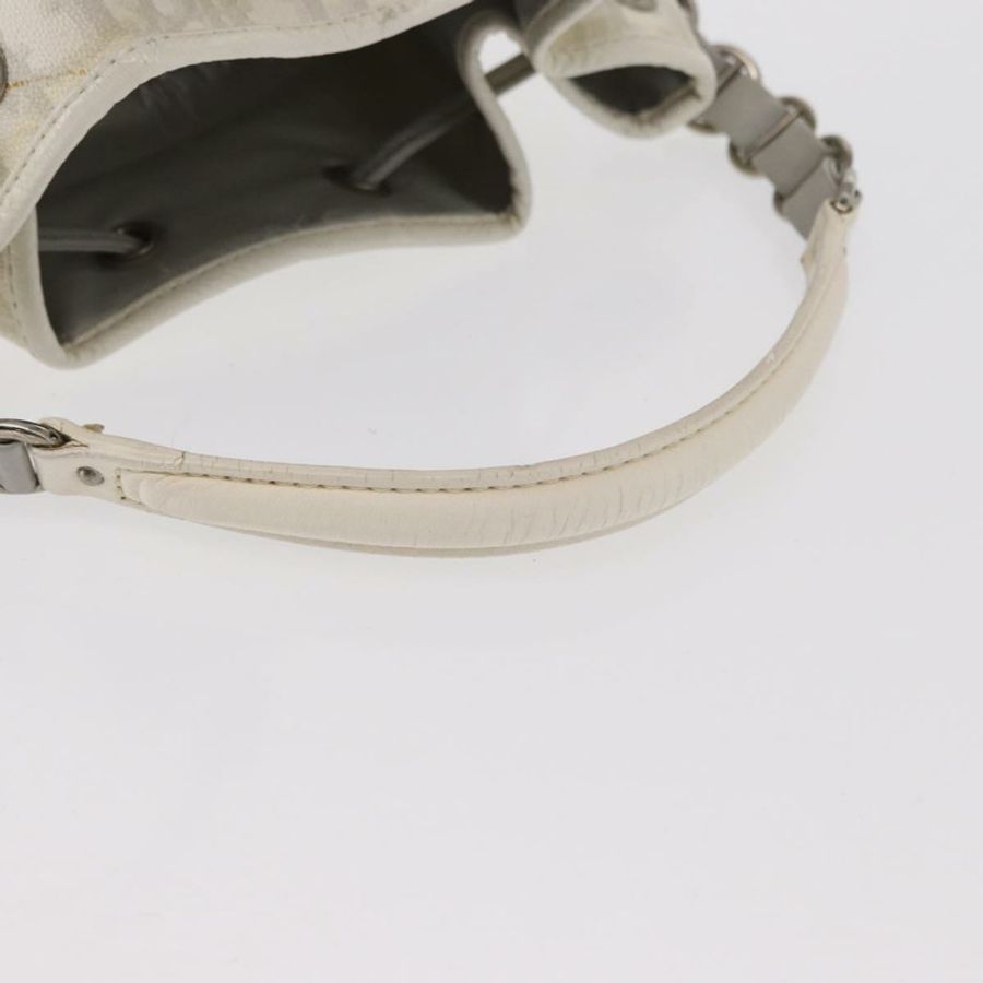 【日本直送】Christian Dior Trotter Romantic Chain Shoulder Bag PVC White Silver Auth 151343V-6