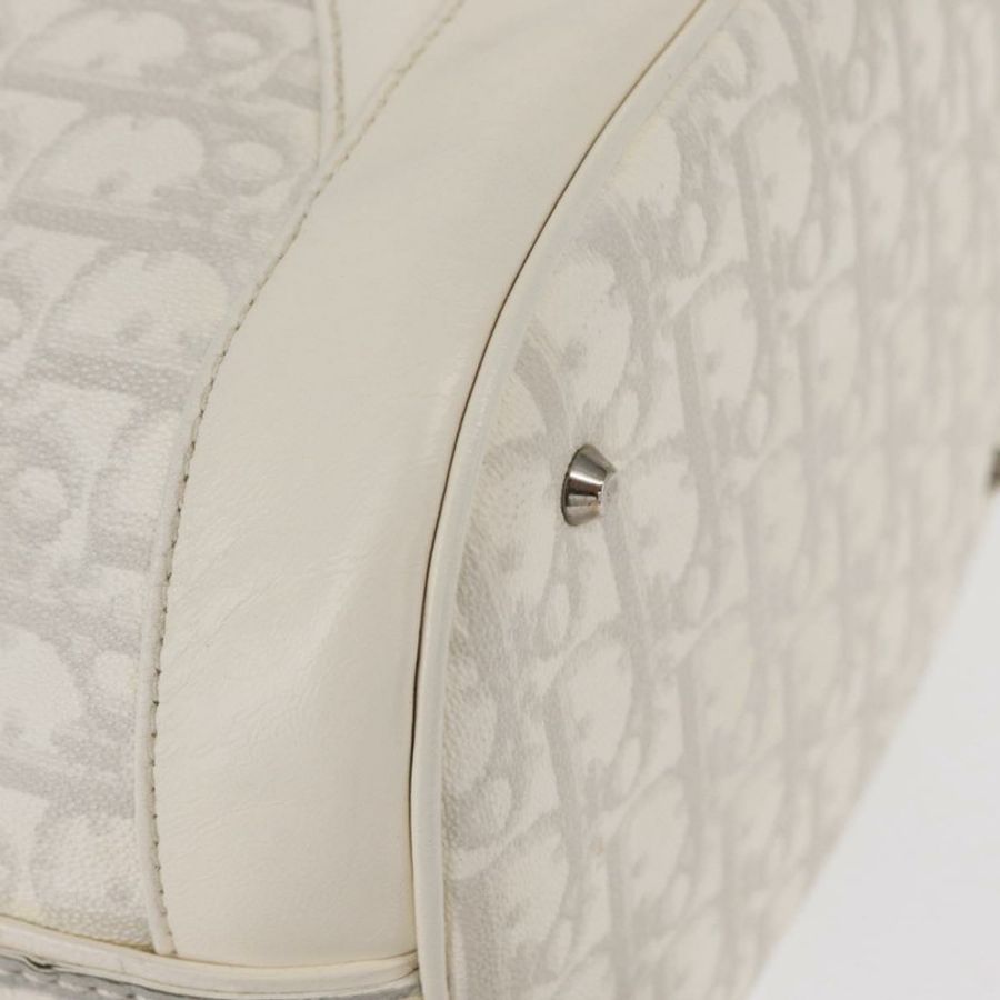 【日本直送】Christian Dior Trotter Romantic Chain Shoulder Bag PVC White Silver Auth 151343V-8