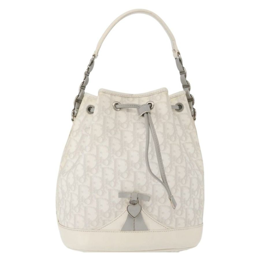 【日本直送】Christian Dior Trotter Romantic Chain Shoulder Bag PVC White Silver Auth 151343V-12