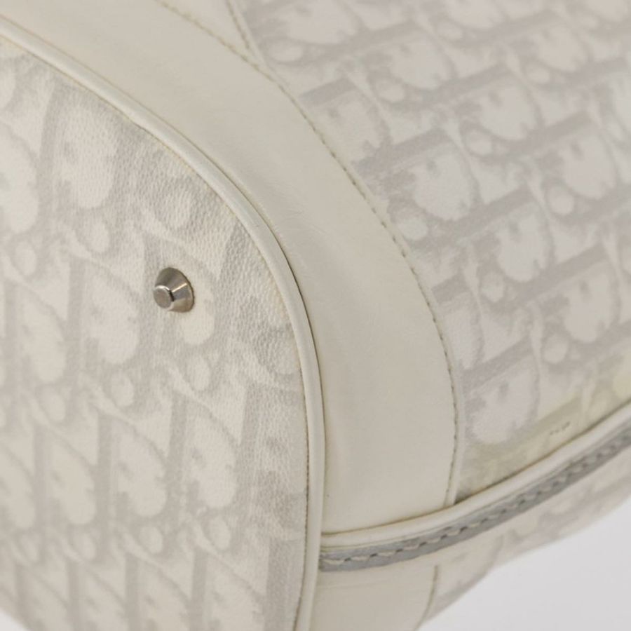 【日本直送】Christian Dior Trotter Romantic Chain Shoulder Bag PVC White Silver Auth 151343V-13