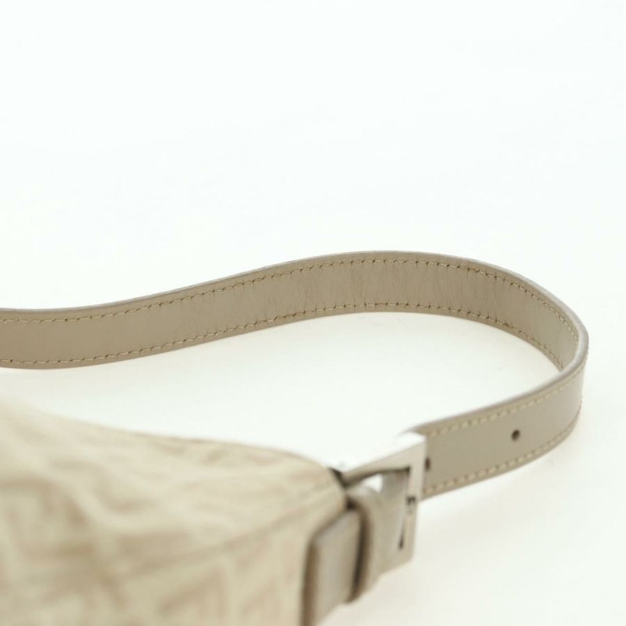 【日本直送】FENDI Zucchino帆布Mamma Baguette單肩包 米色 銀色 正品 ki6644SAV-8