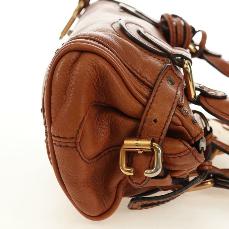 【日本直送】Chloe Paddington 迷你手提包,棕色、銀色、金色皮革,正品 am11785SAM-3