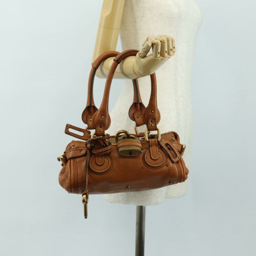 【日本直送】Chloe Paddington 迷你手提包,棕色、銀色、金色皮革,正品 am11785SAM-24