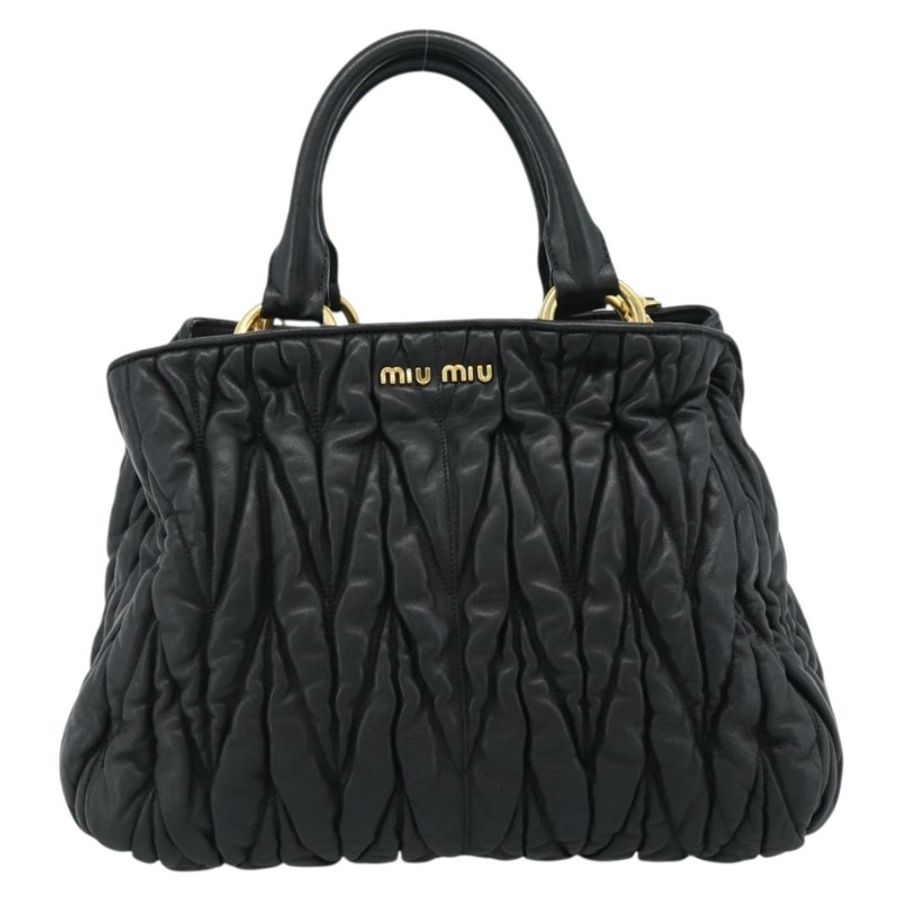 【日本直送】Miu Miu Matelasse 手提包 皮革 2way 黑色金 正品 ep14886V-1