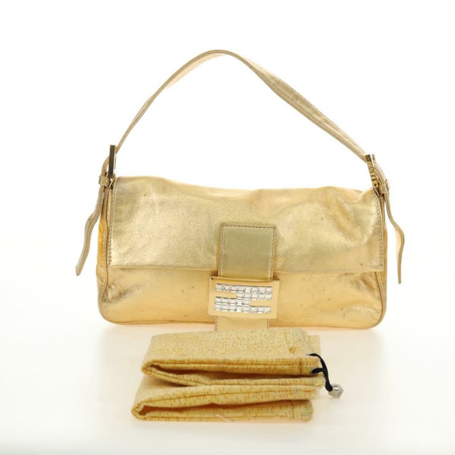 【日本直送】FENDI Mamma Baguette 肩背包 皮革 金色 正品 am11909SM-11