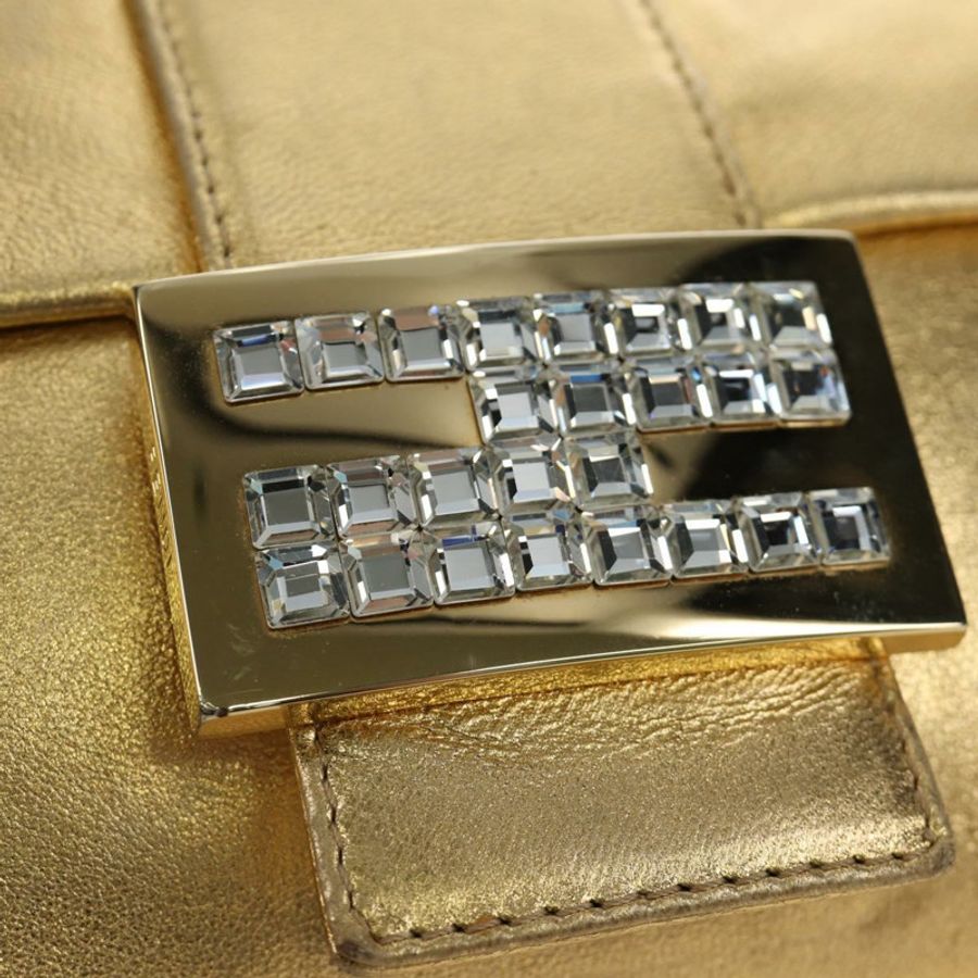 【日本直送】FENDI Mamma Baguette 肩背包 皮革 金色 正品 am11909SM-23