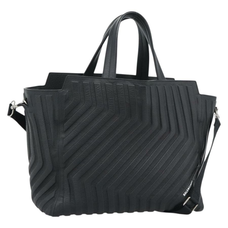 【日本直送】BALENCIAGA 汽車手提包 皮革 2way 黑色銀色 679461 Auth mr2586V-0