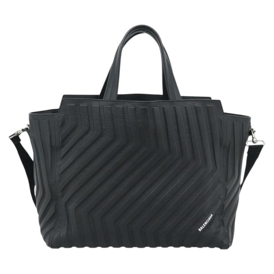 【日本直送】BALENCIAGA 汽車手提包 皮革 2way 黑色銀色 679461 Auth mr2586V-1