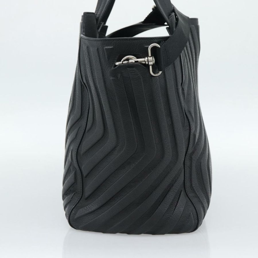 【日本直送】BALENCIAGA 汽車手提包 皮革 2way 黑色銀色 679461 Auth mr2586V-3