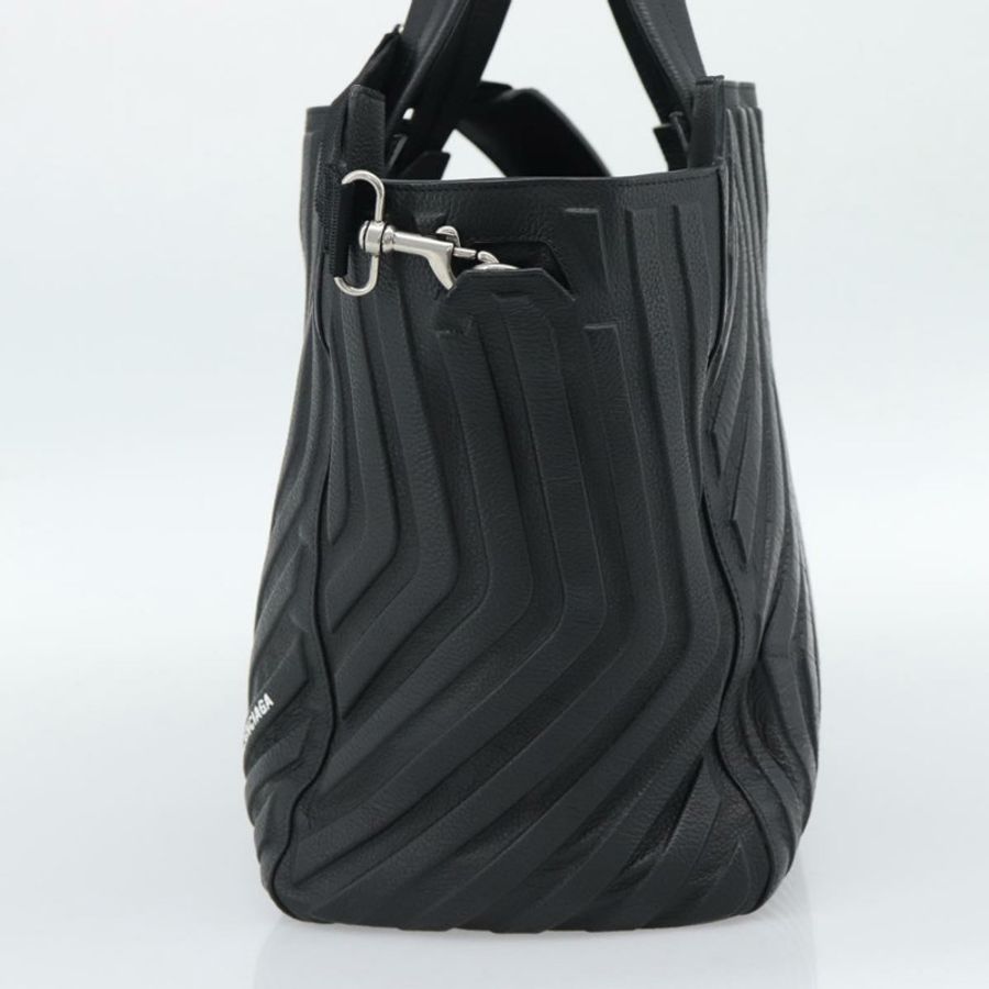【日本直送】BALENCIAGA 汽車手提包 皮革 2way 黑色銀色 679461 Auth mr2586V-4