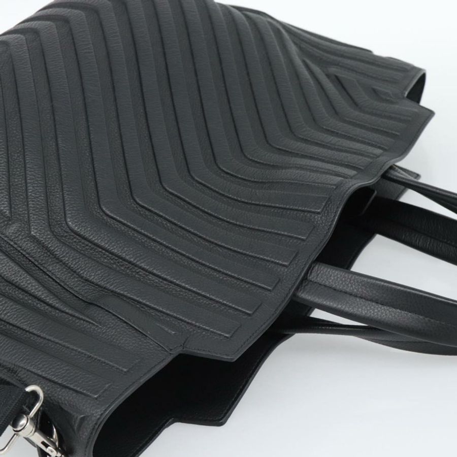 【日本直送】BALENCIAGA 汽車手提包 皮革 2way 黑色銀色 679461 Auth mr2586V-5