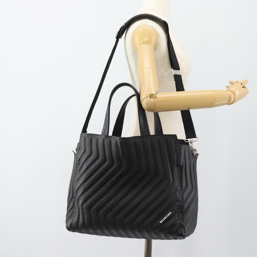 【日本直送】BALENCIAGA 汽車手提包 皮革 2way 黑色銀色 679461 Auth mr2586V-21