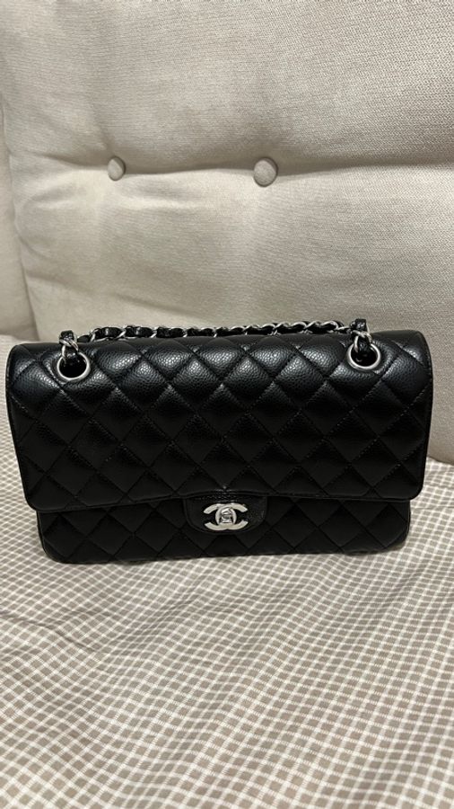 ✨CHANEL Classic Flap CF25 黑色荔枝皮 黑銀|晶片款|95新 大全配-10