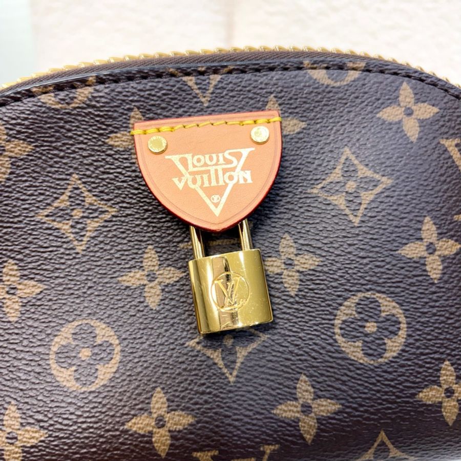LV 原花鎖頭金葉造型拉鍊手拿包 M44943-10