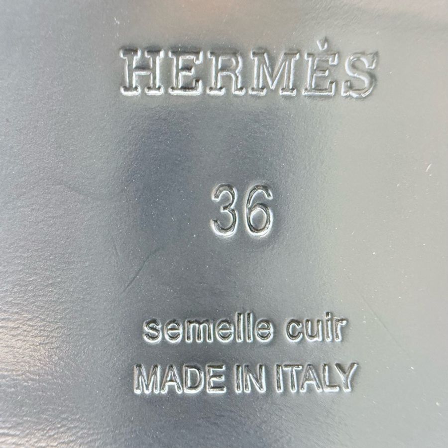 Hermes愛馬仕 牛仔拼皮kelly扣木屐鞋 36碼-7