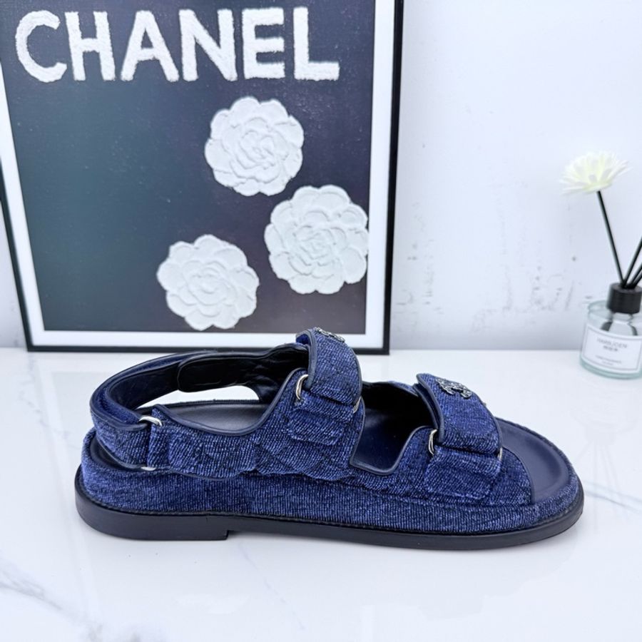 chanel香奈兒 牛仔魔術貼涼鞋 37碼-6
