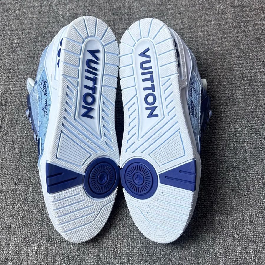 Louis Vuitton 路易威登 lv trainer 水洗扎染拼接破布丹寧藍牛仔 藍色 /41.5碼-7