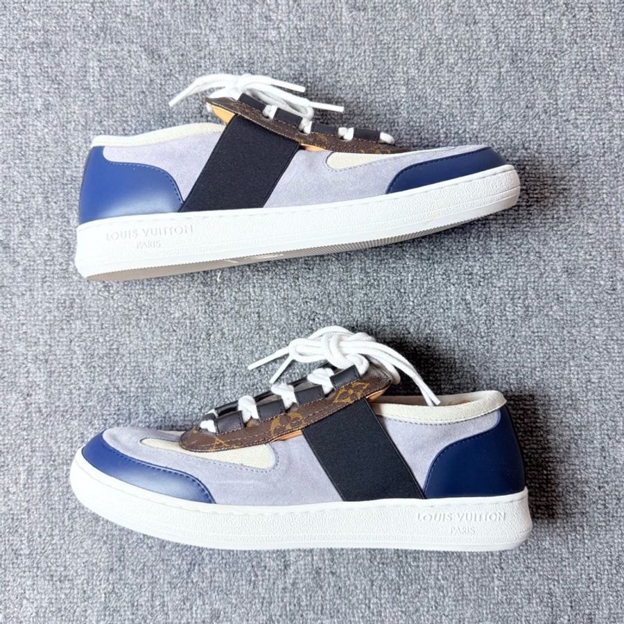 Louis Vuitton 路易威登 LV Frontrow灰麂皮老花拼色一腳蹬板鞋 38.5碼-2