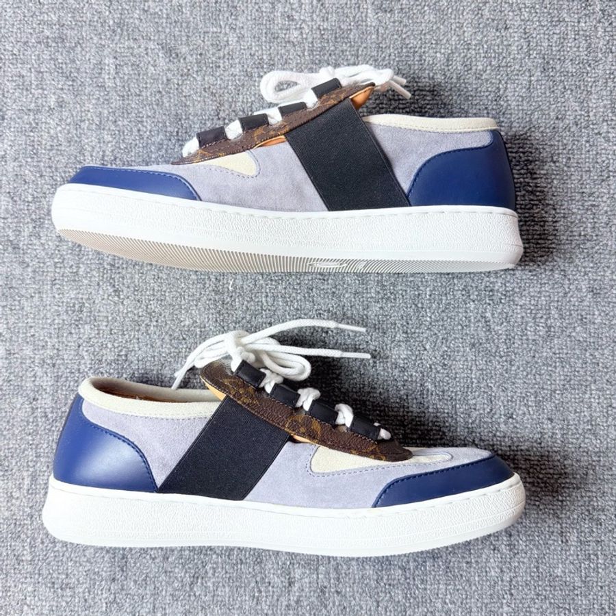 Louis Vuitton 路易威登 LV Frontrow灰麂皮老花拼色一腳蹬板鞋 38.5碼-3