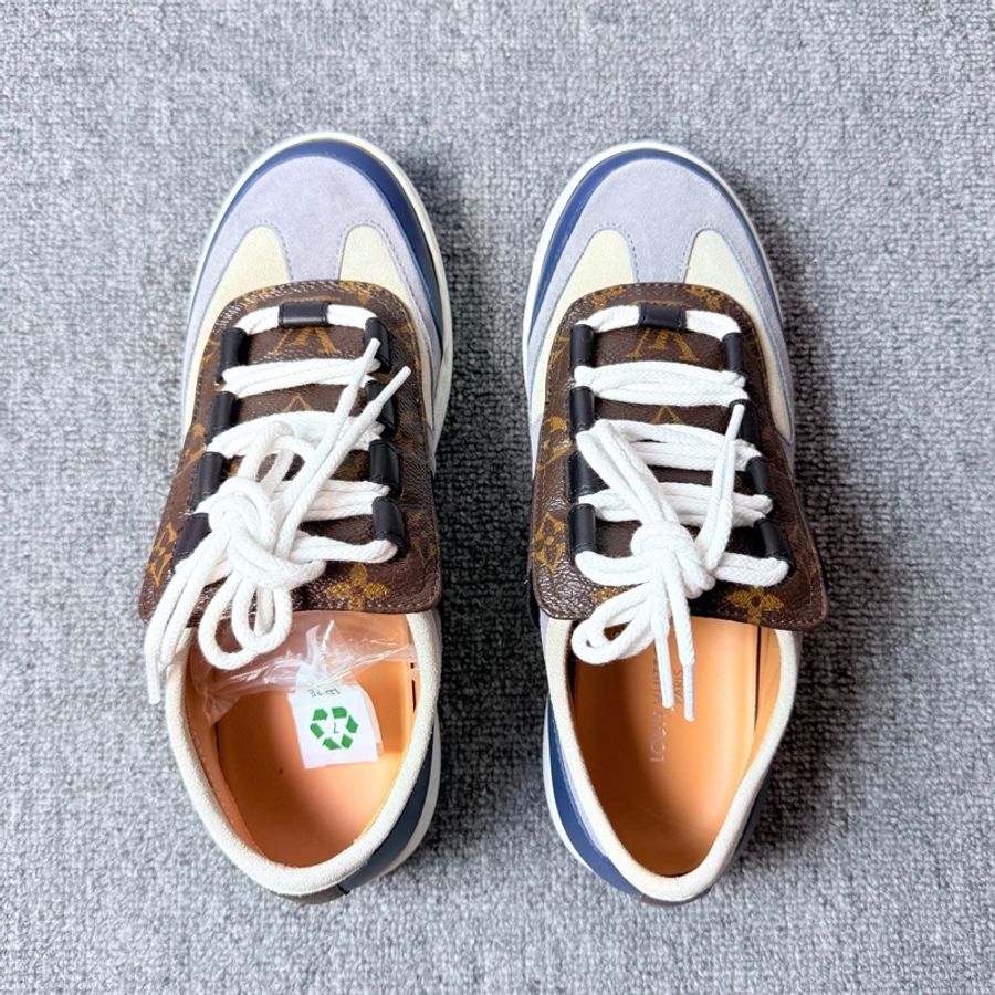 Louis Vuitton 路易威登 LV Frontrow灰麂皮老花拼色一腳蹬板鞋 38.5碼-4