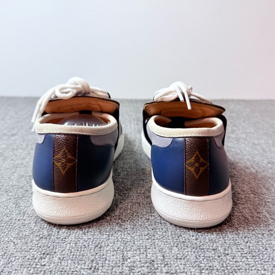 Louis Vuitton 路易威登 LV Frontrow灰麂皮老花拼色一腳蹬板鞋 38.5碼-5