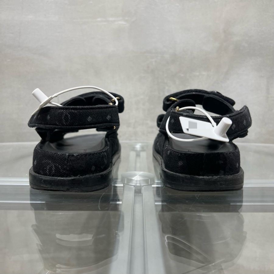 Chanel/香奈兒 黑色牛仔魔術貼涼鞋 尺碼/37碼-4