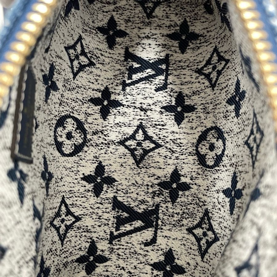 路易威登/Louis Vuitton speedy nano藍色丹寧手提包斜挎包 芯片款-5