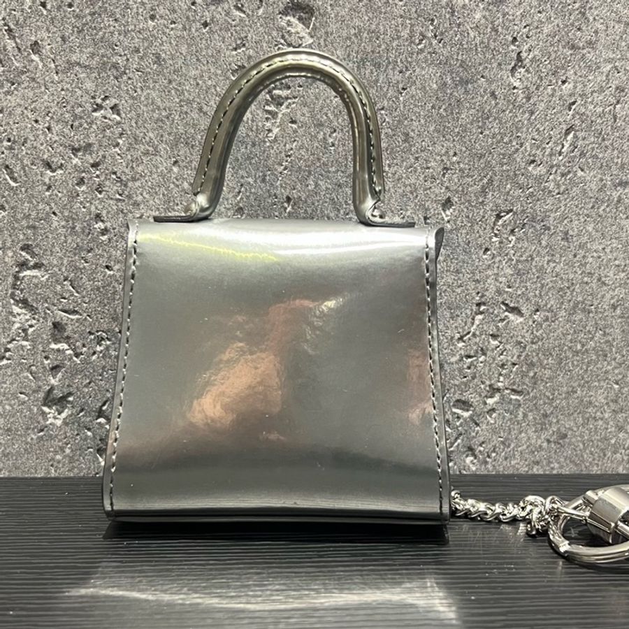 Delvaue德爾沃Brillant系列銀色牛皮超mini鑰匙扣配飾斜挎包-1