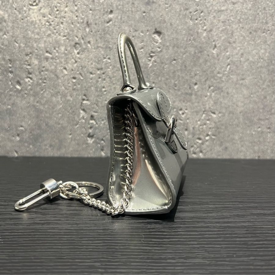 Delvaue德爾沃Brillant系列銀色牛皮超mini鑰匙扣配飾斜挎包-2