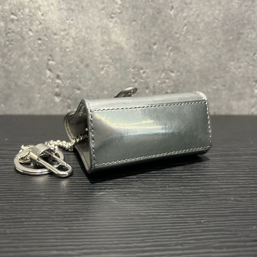 Delvaue德爾沃Brillant系列銀色牛皮超mini鑰匙扣配飾斜挎包-4