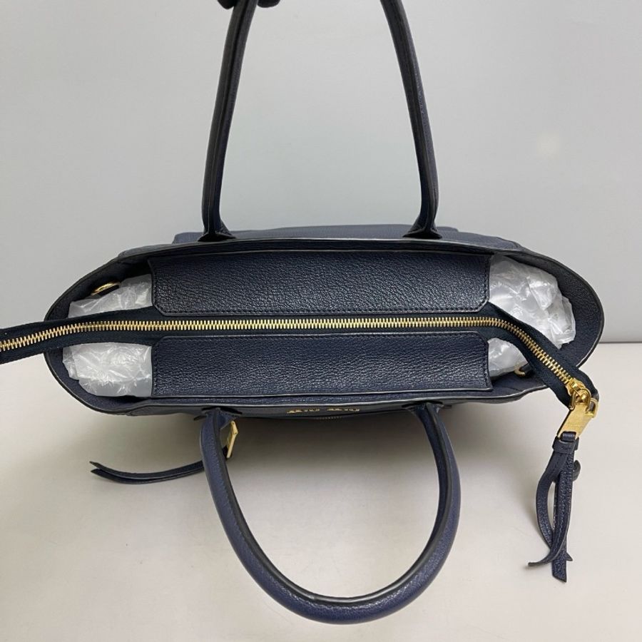 全新閒置🐳#MiuMiu #深藍全皮tote #有肩帶-8