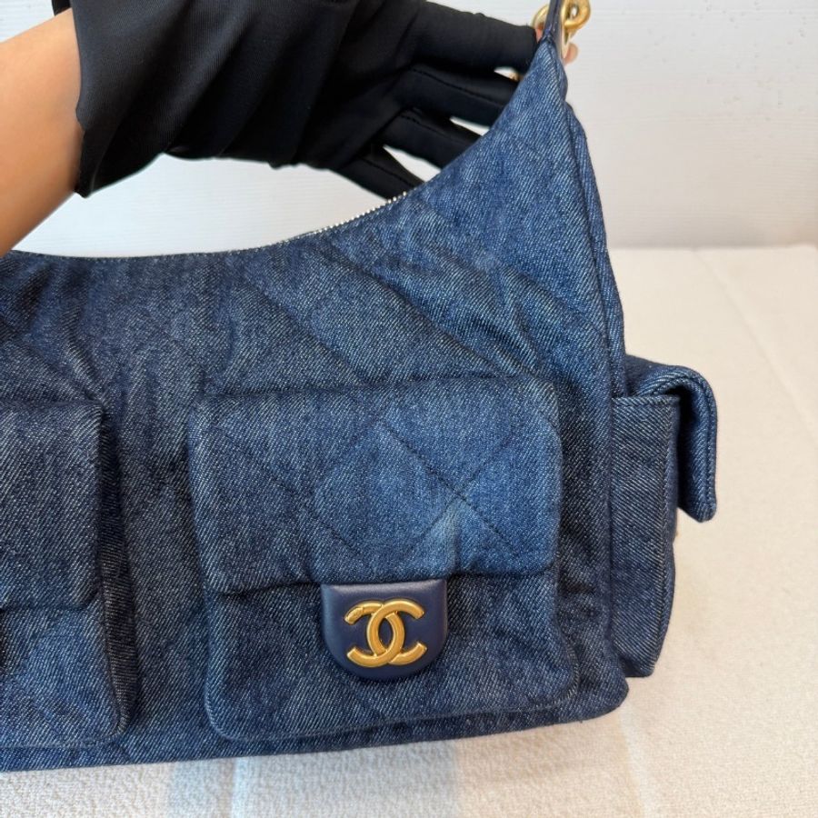 全新閒置全配👖#香奈兒 #25年新款 #hobo牛仔嬉皮包 #晶片款-5