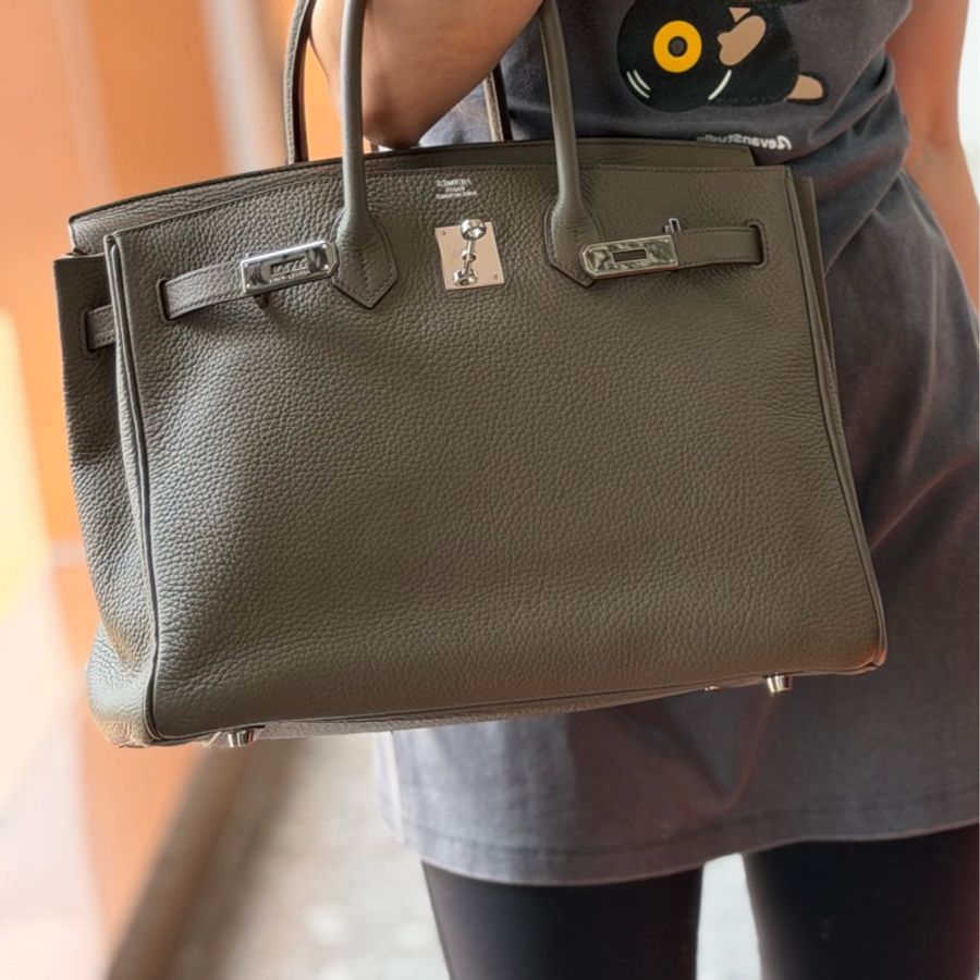 【震撼撿漏價👍🏻全網最低價💫】Hermes/愛馬仕 Birkin35 大象灰銀釦 四大金剛色 經典永不過時-6