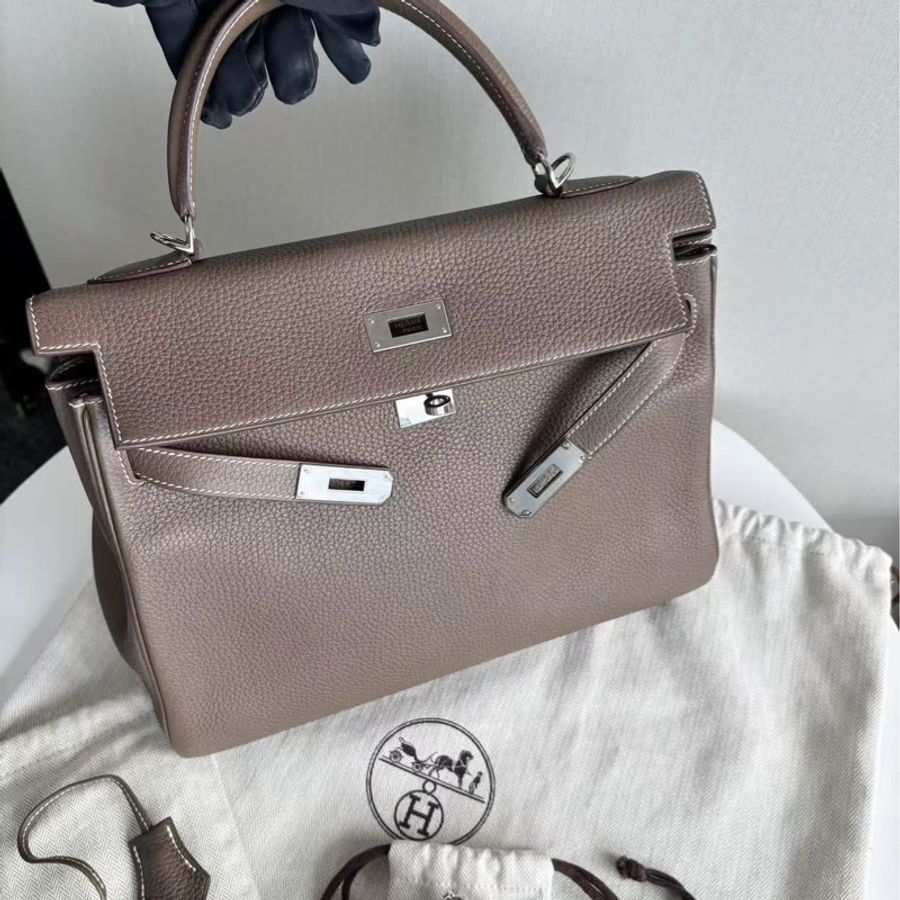 【震撼撿漏價👍🏻全網最低價💫】Hermes/愛馬仕 Kelly32 大象灰銀 四大金剛色 經典永不過時-6