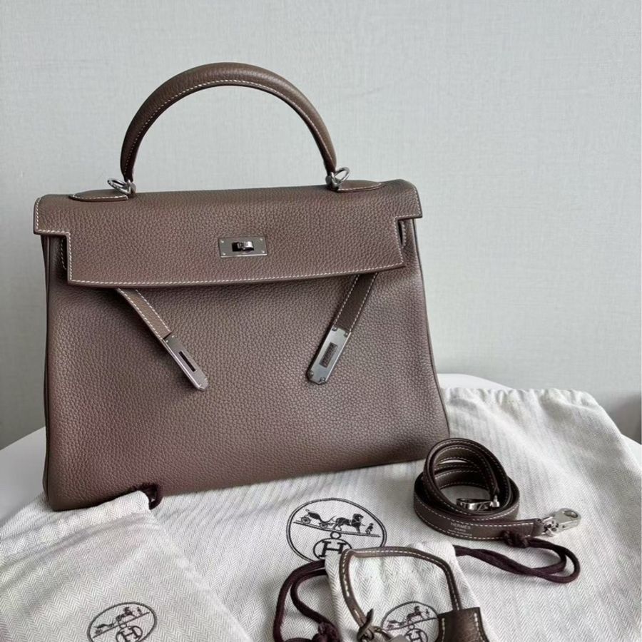 【震撼撿漏價👍🏻全網最低價💫】Hermes/愛馬仕 Kelly32 大象灰銀 四大金剛色 經典永不過時-7