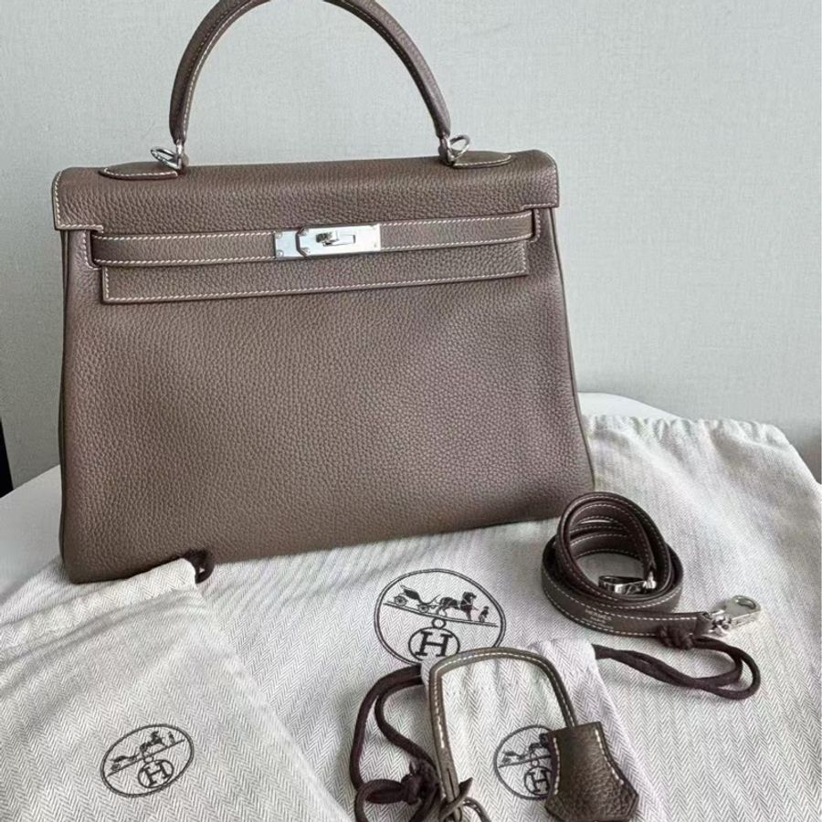 【震撼撿漏價👍🏻全網最低價💫】Hermes/愛馬仕 Kelly32 大象灰銀 四大金剛色 經典永不過時-8